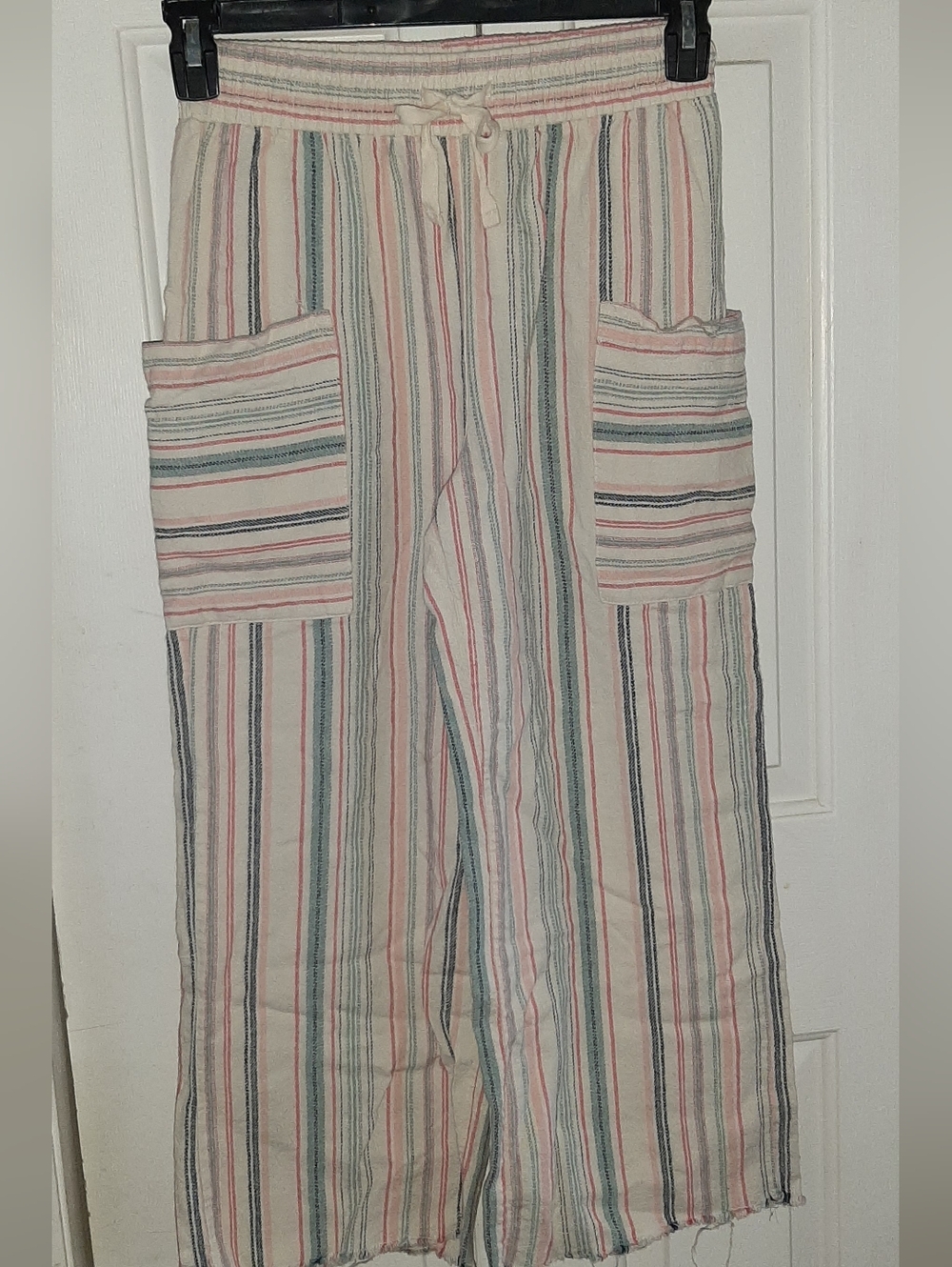 Indigo Rein Linen Blend Striped Wide Leg High Waisted Pants  Size Medium